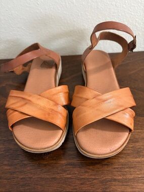 a new day Tan Crisscross Ankle-Strap Sandals